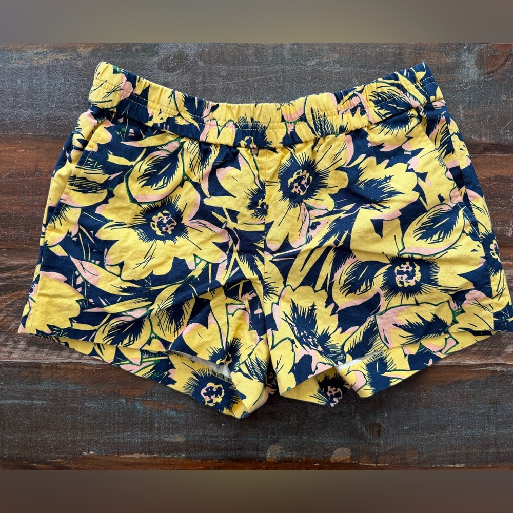 J. Crew Women’s 4 Yellow Blue Boardwalk Pull-On Floral Shorts | SKU 0220